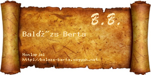 Balázs Berta névjegykártya